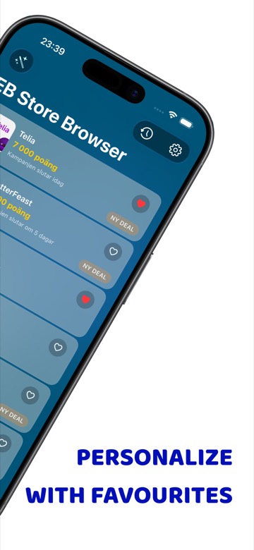 Browse current stores and deals in list view